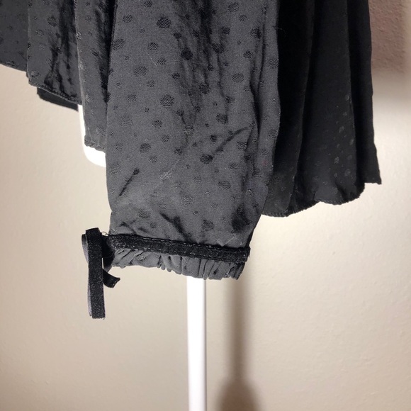 Zara Tops Black Peasant Top w/ Velvet Trim Detail - Picture 9 of 11